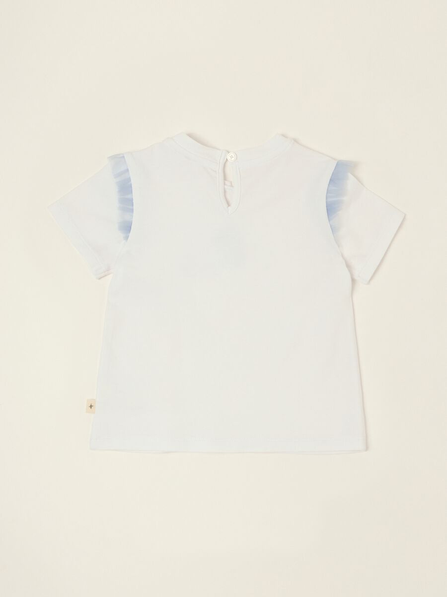 White stretch cotton T-shirt with ruffle detail_2