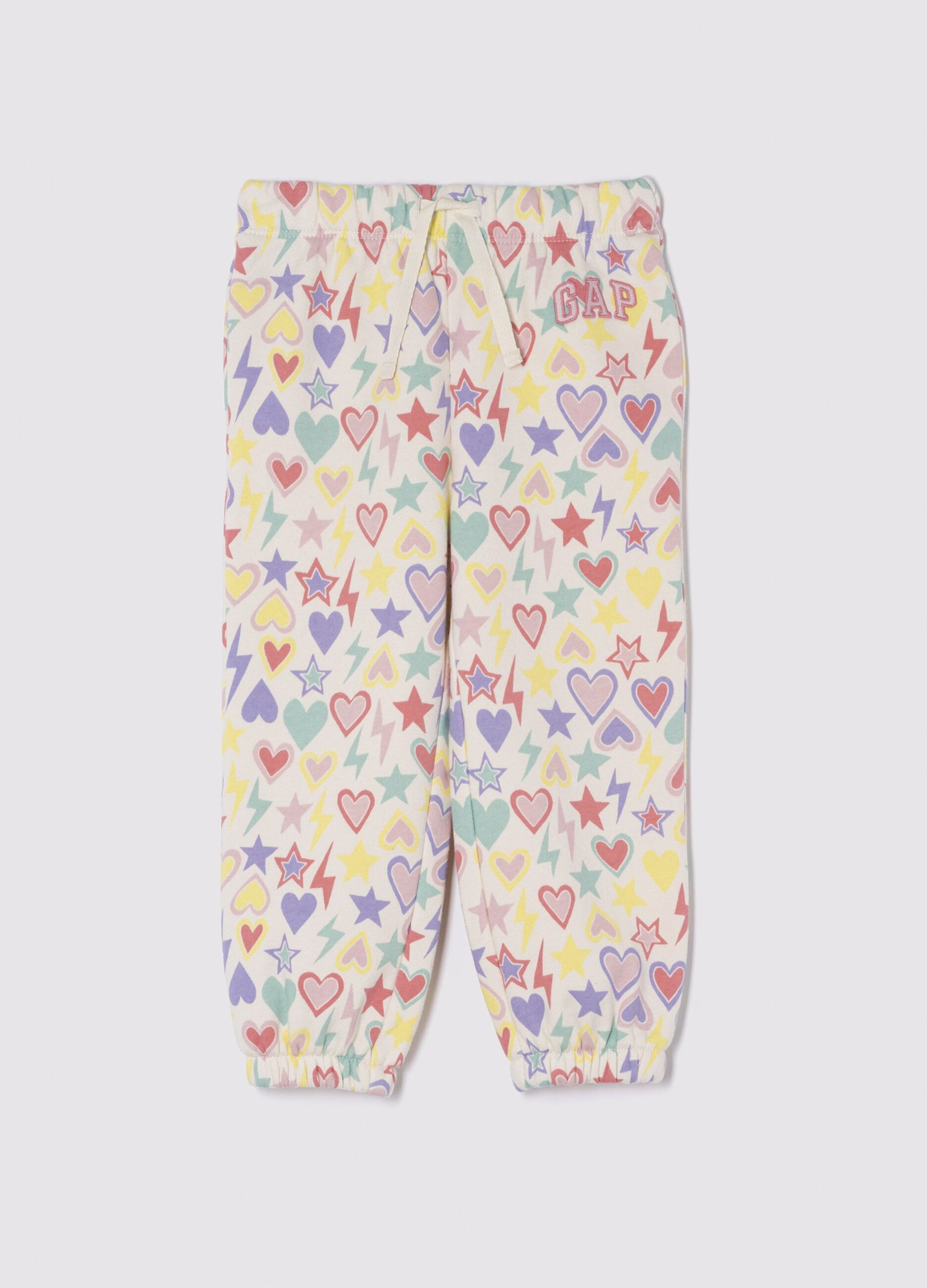 Multicoloured joggers with drawstring print and logo embroidery