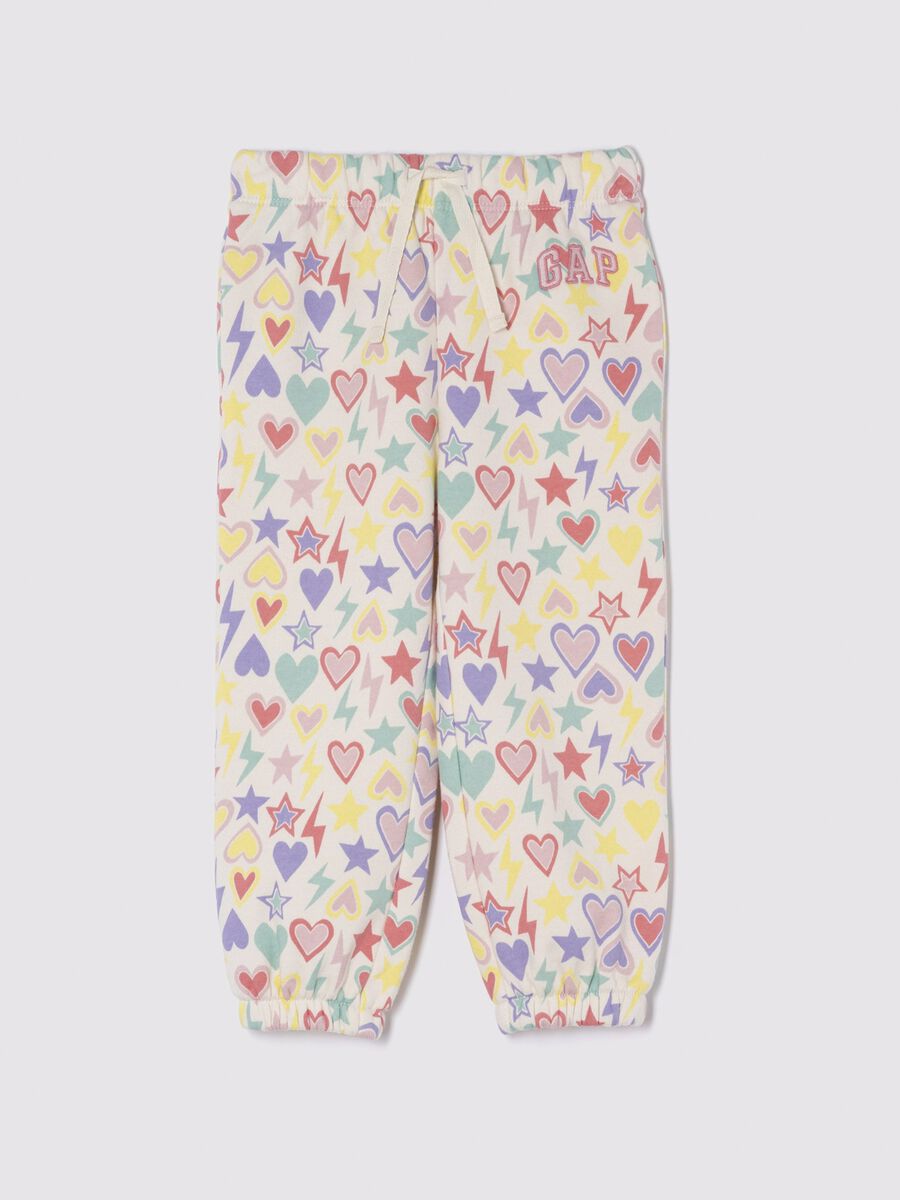 Multicoloured joggers with drawstring print and logo embroidery_0