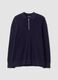 Polo blu in puro cotone con zip e collo classico_4