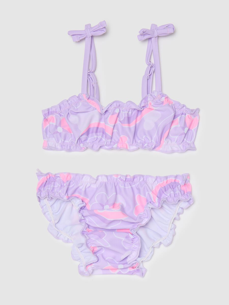 Girls’ bikini in multicoloured stretch fabric with print_0