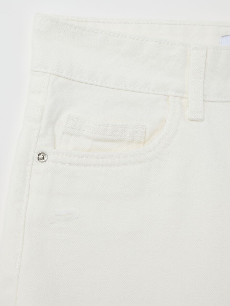 White Cotton Denim Shorts_5