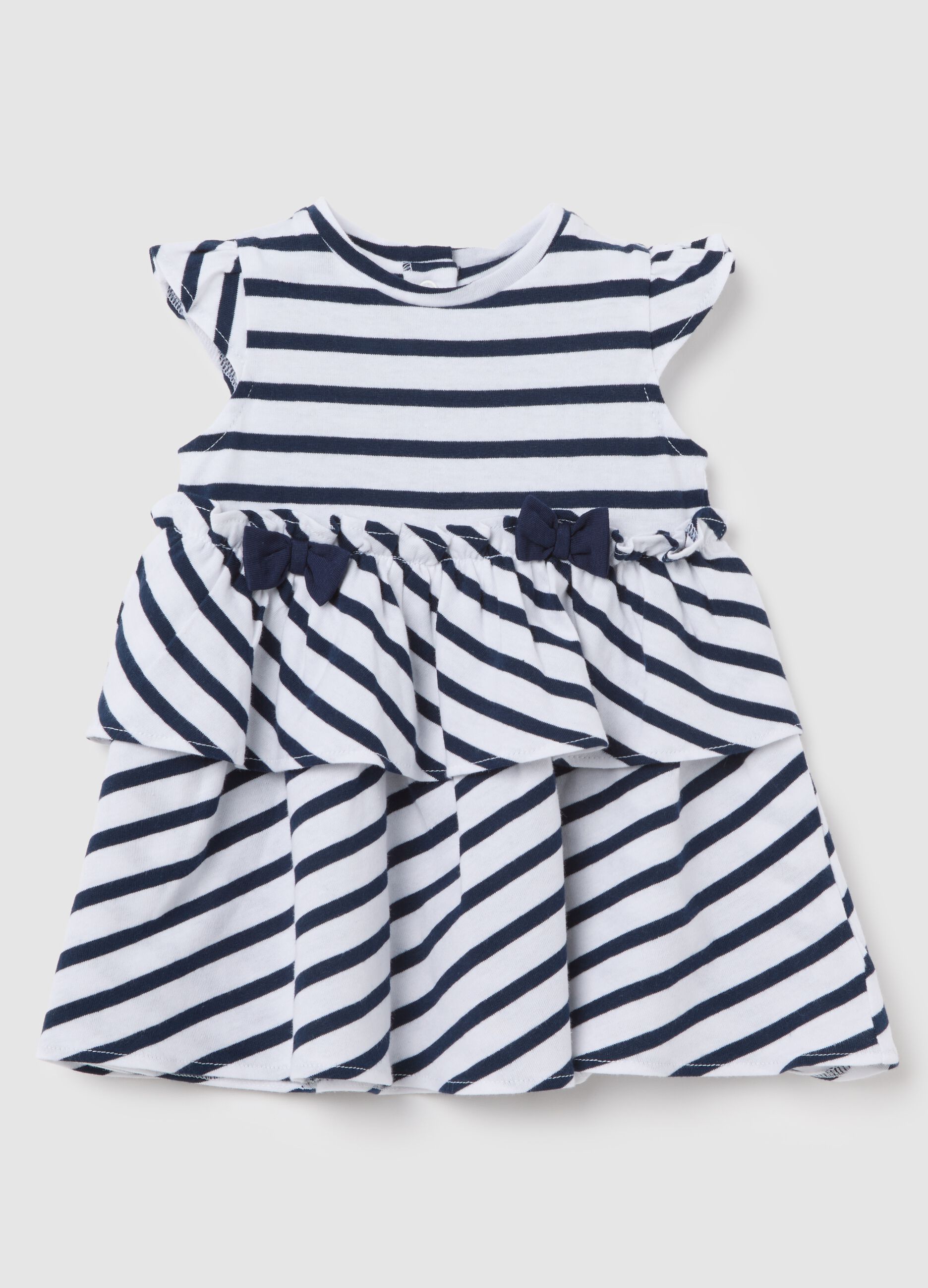 Abito bianco e blu in cotone organico a righe