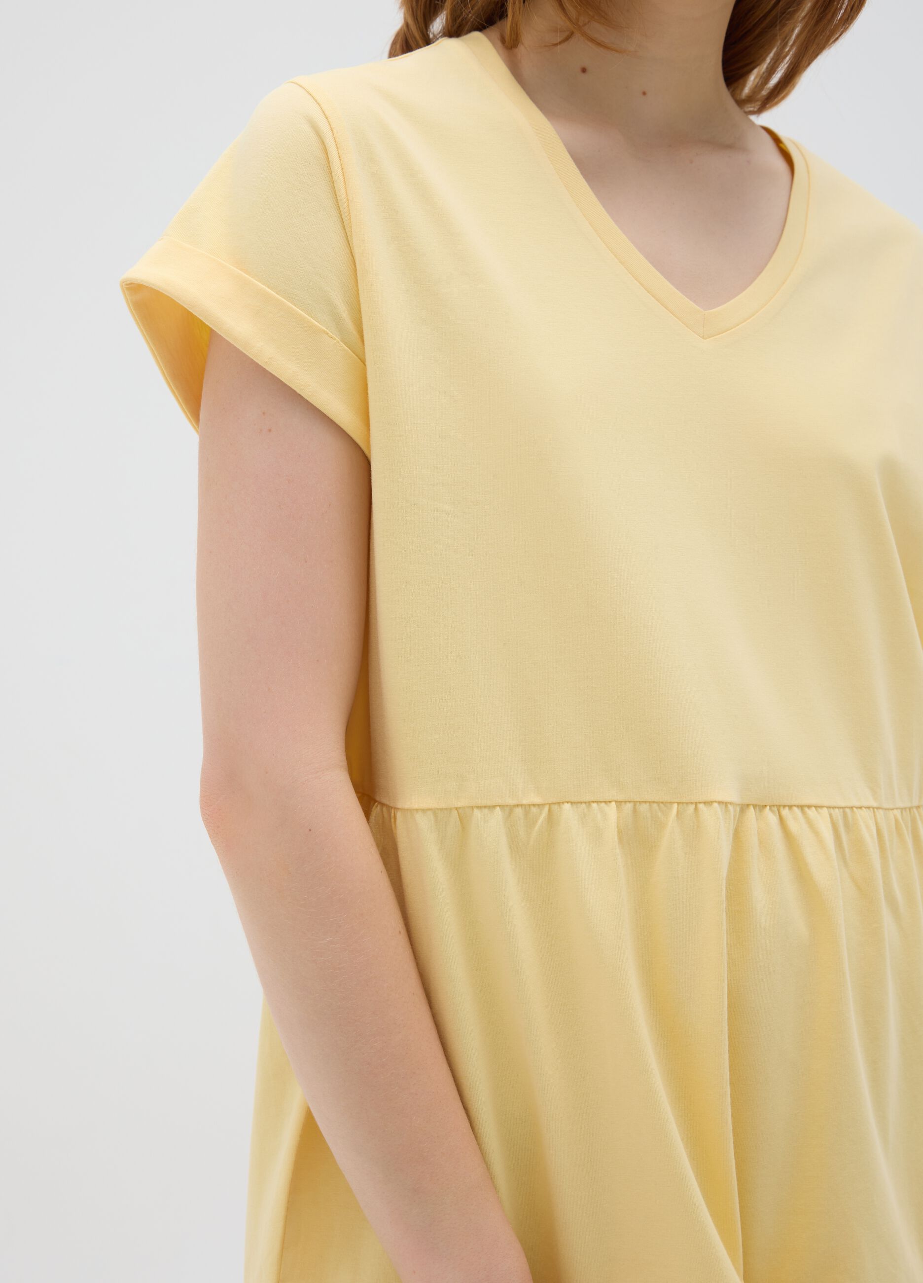 Women's Dress in Pure Yellow Cotton