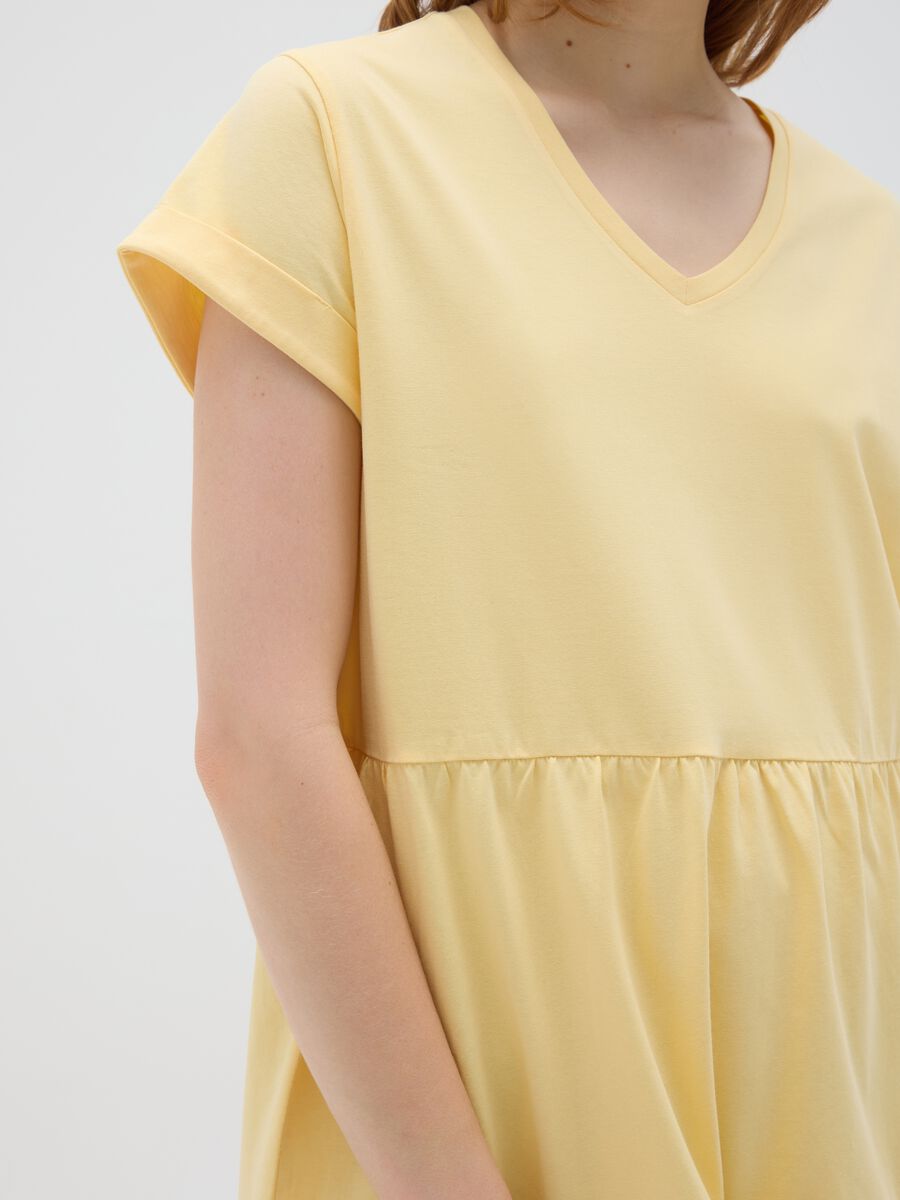 Women's Dress in Pure Yellow Cotton_3