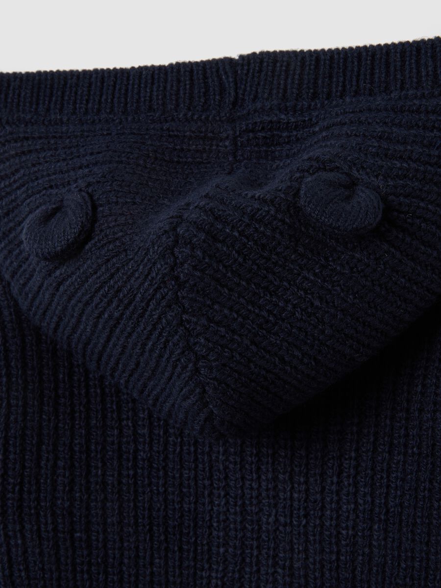 Blue regular fit baby cardigan with hood_3