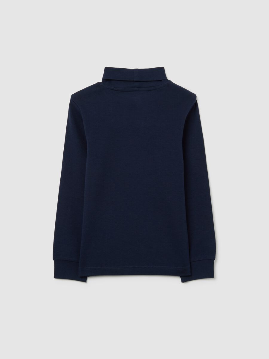 Children's blue turtleneck jumper in pure cotton regular fit_1