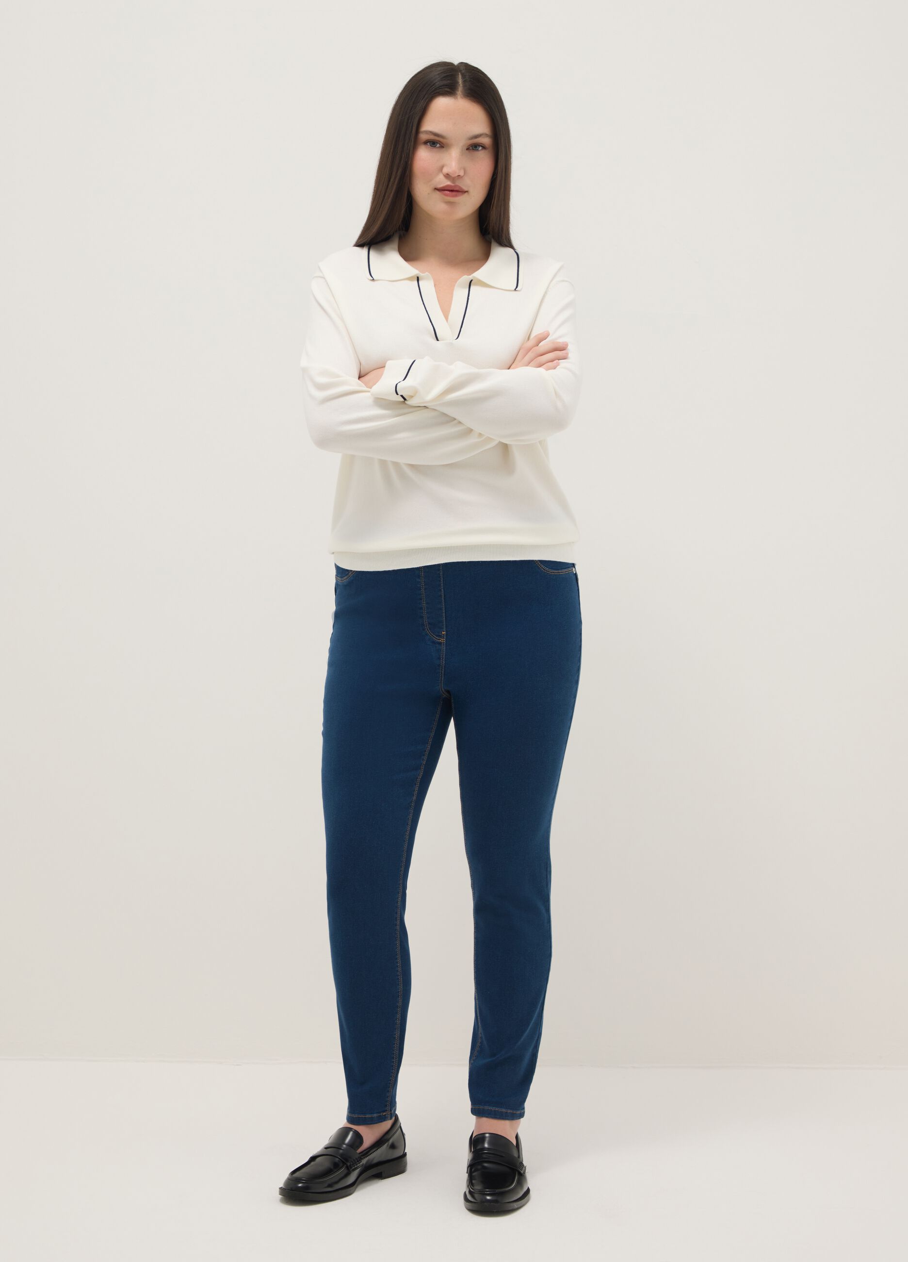 Skinny Fit Stretch Cotton Blue Trousers