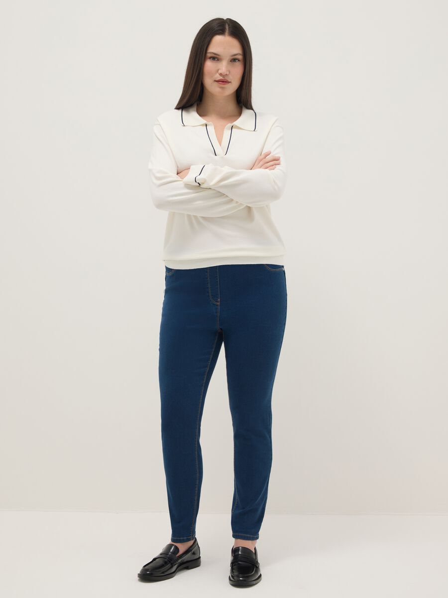 Skinny Fit Stretch Cotton Blue Trousers_0