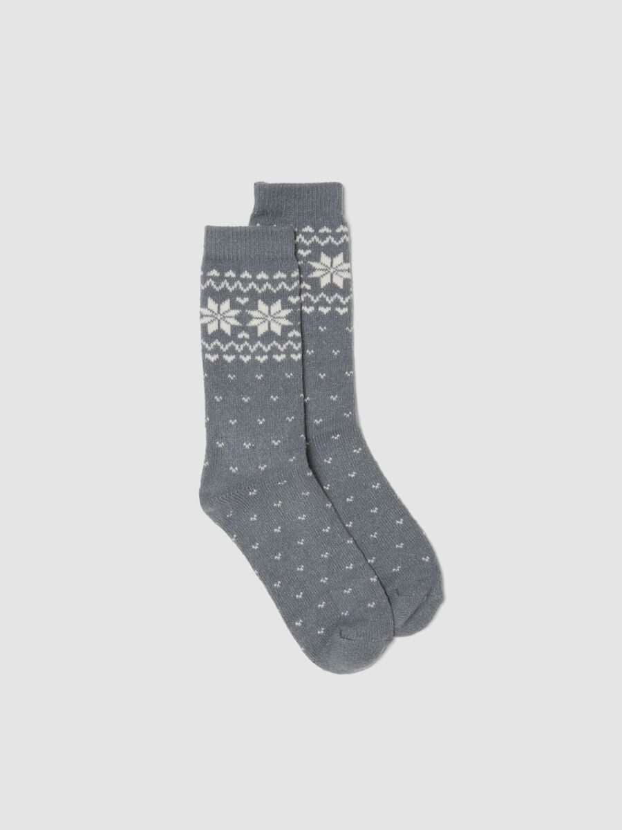 Calzini grigi melange in tessuto elasticizzato jacquard_0