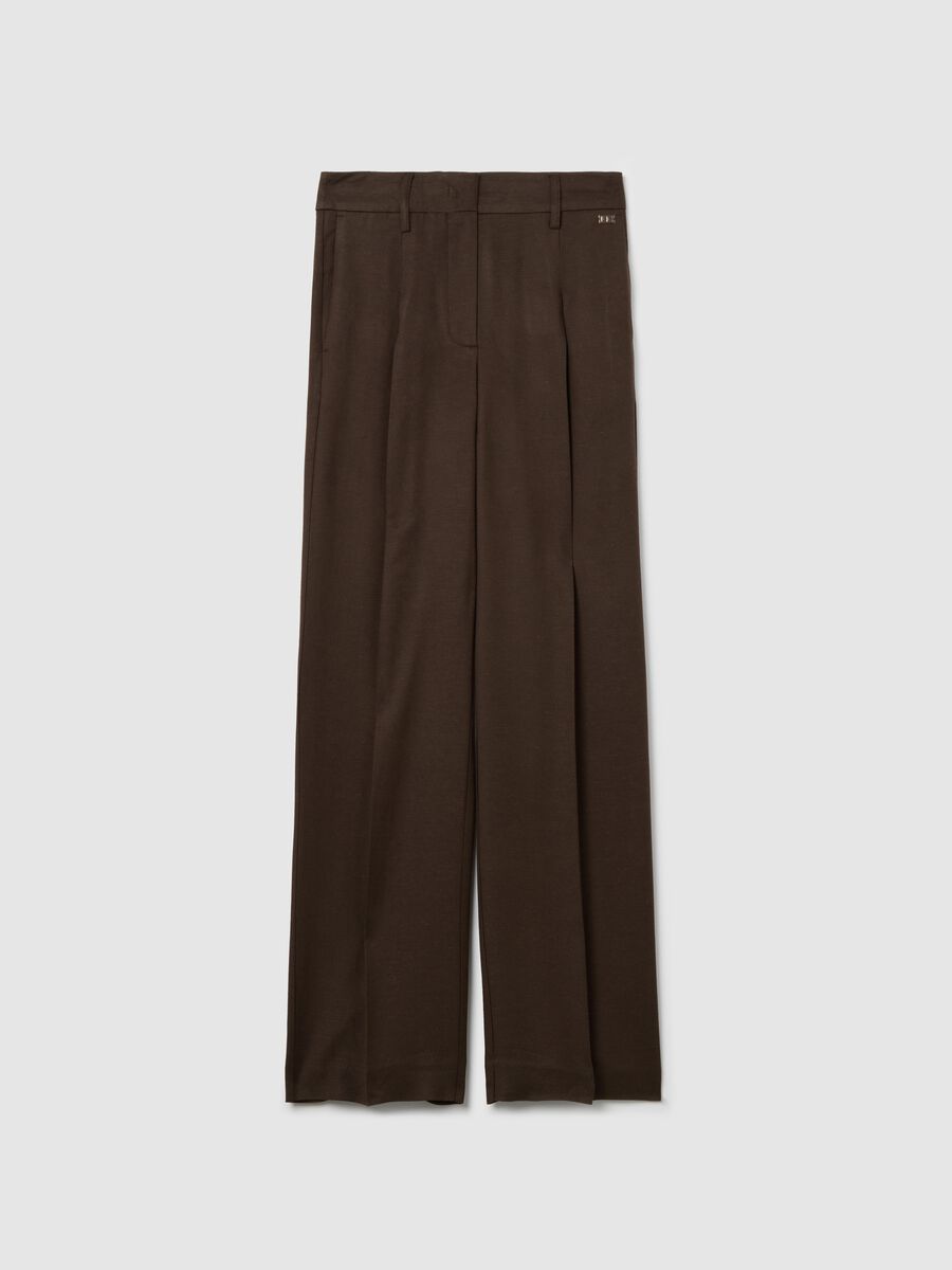 Pantalone a gamba larga marrone_0