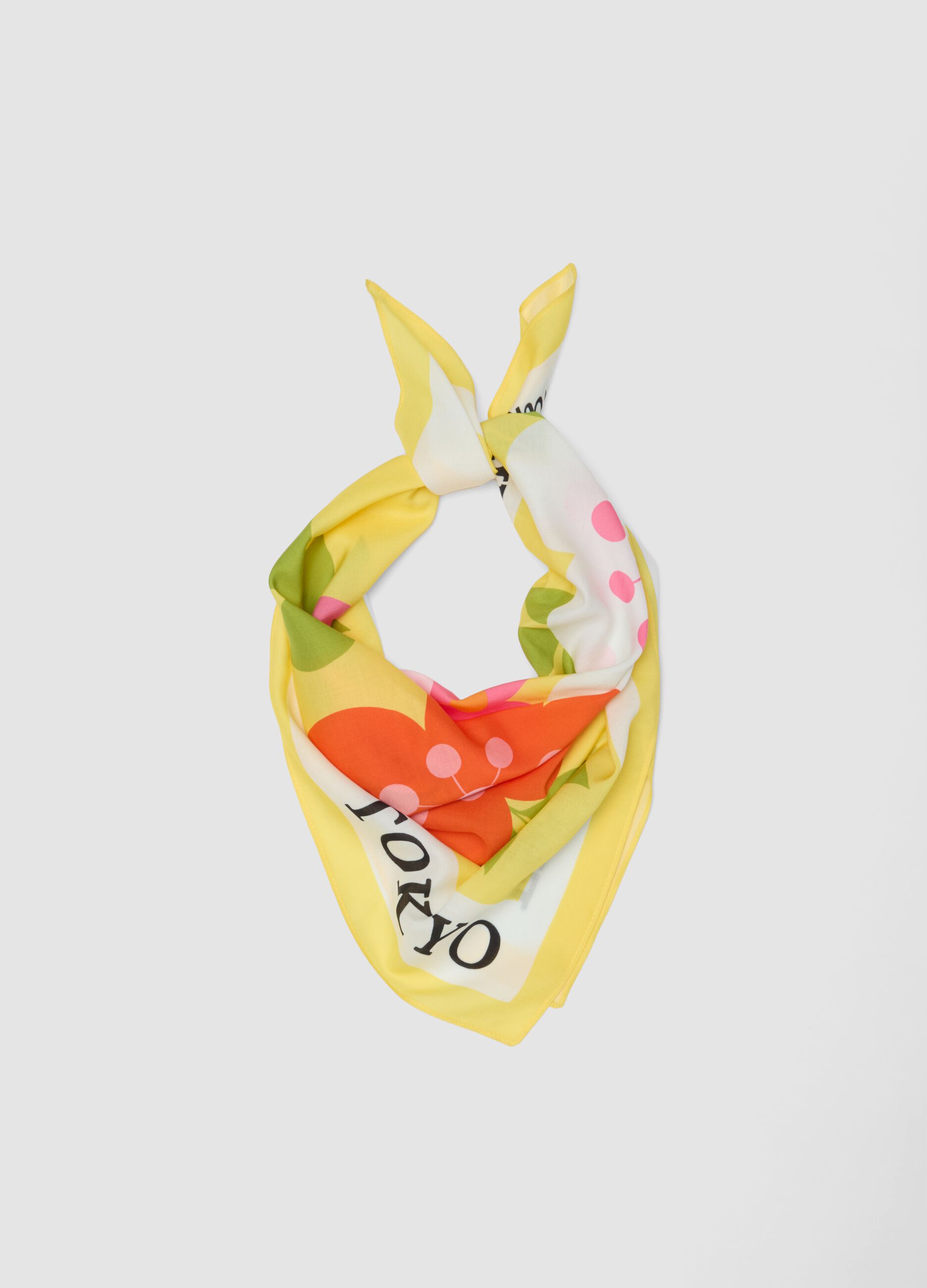 Lightweight scarf in pure viscose multicolour with floral pattern