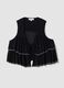 Black pure viscose gilet with ruffles_0