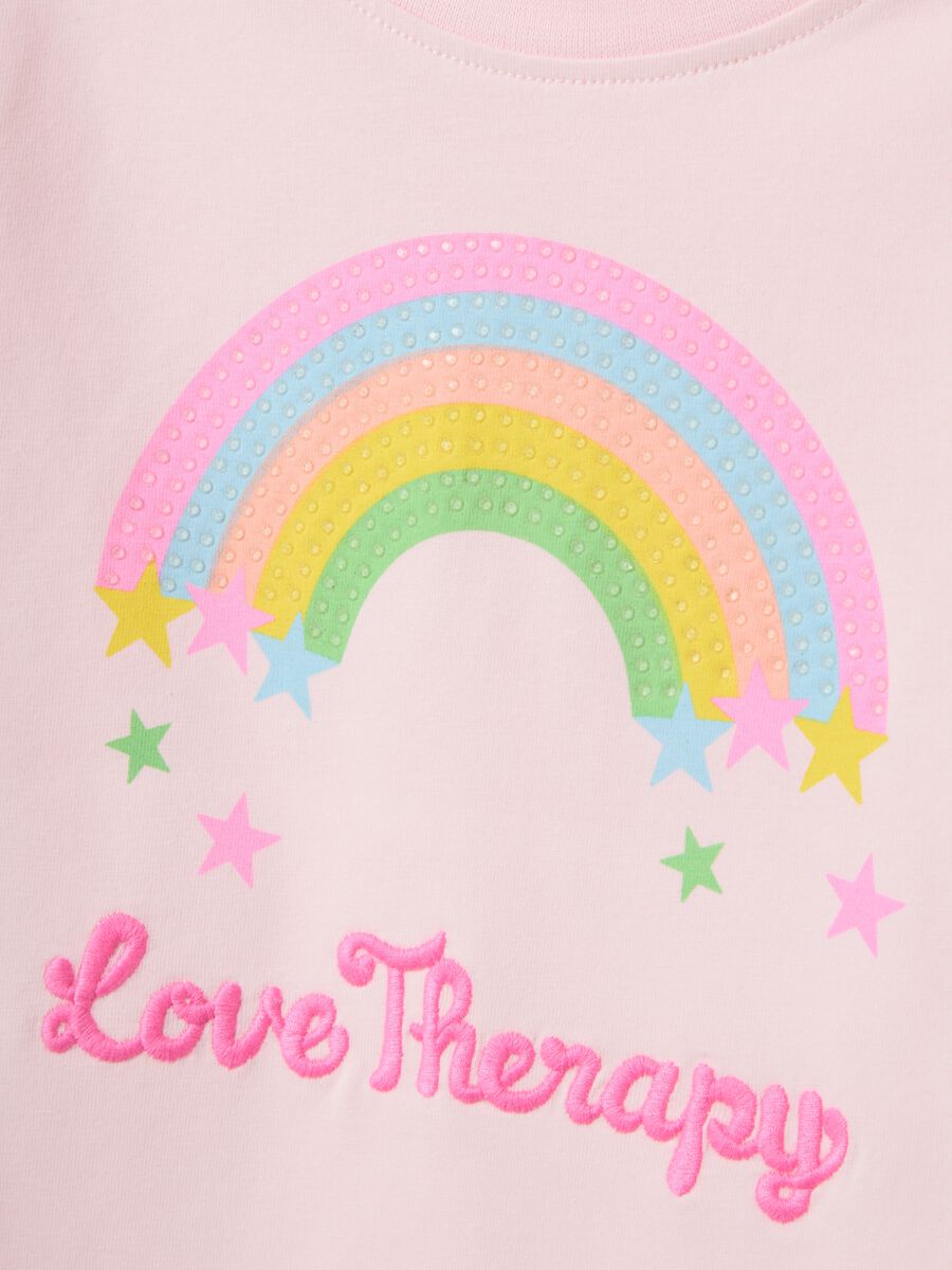 Girl's pink cotton blend t-shirt regular fit with print_2