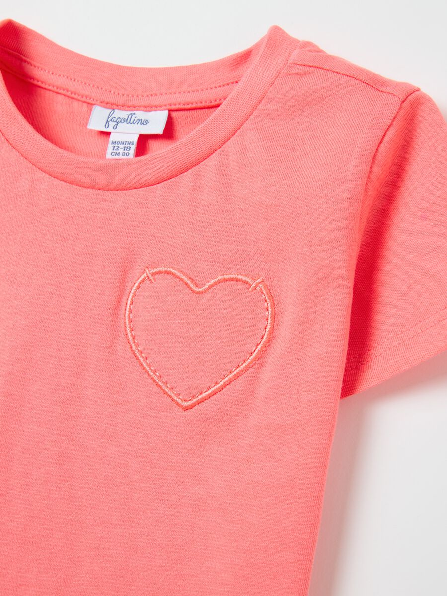 Two-pack pink and white T-shirts in cotton with print and embroidery_2