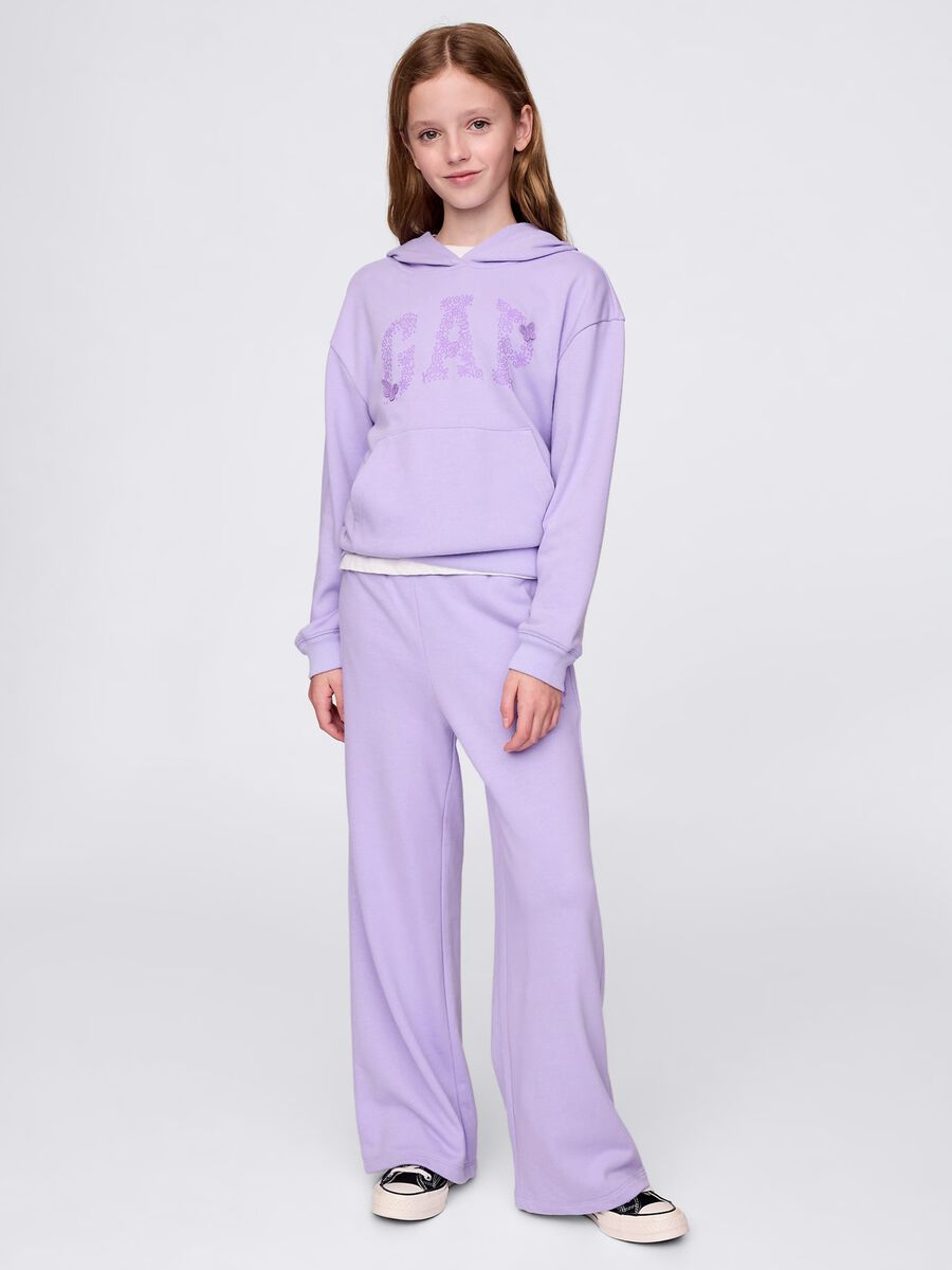 Purple wide-leg joggers with logo print_0