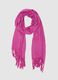 Pink viscose and linen mix scarf with fringes_0