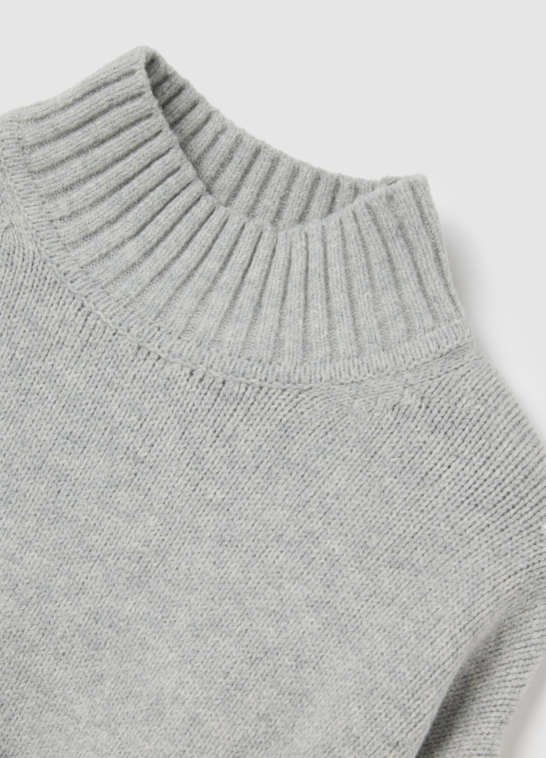 Grey cotton and polyamide blend jumper