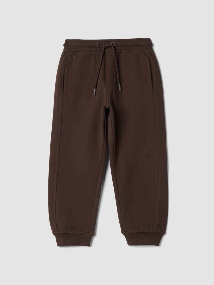 Pantaloni jogger marroni in puro cotone organico relaxed fit_0