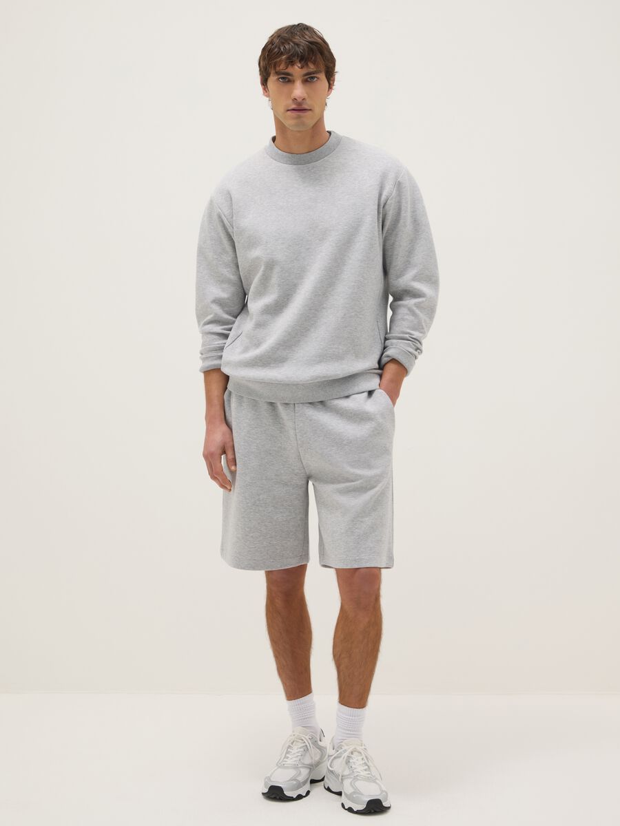 Grey Stretch Cotton Regular Fit Bermuda Shorts_0
