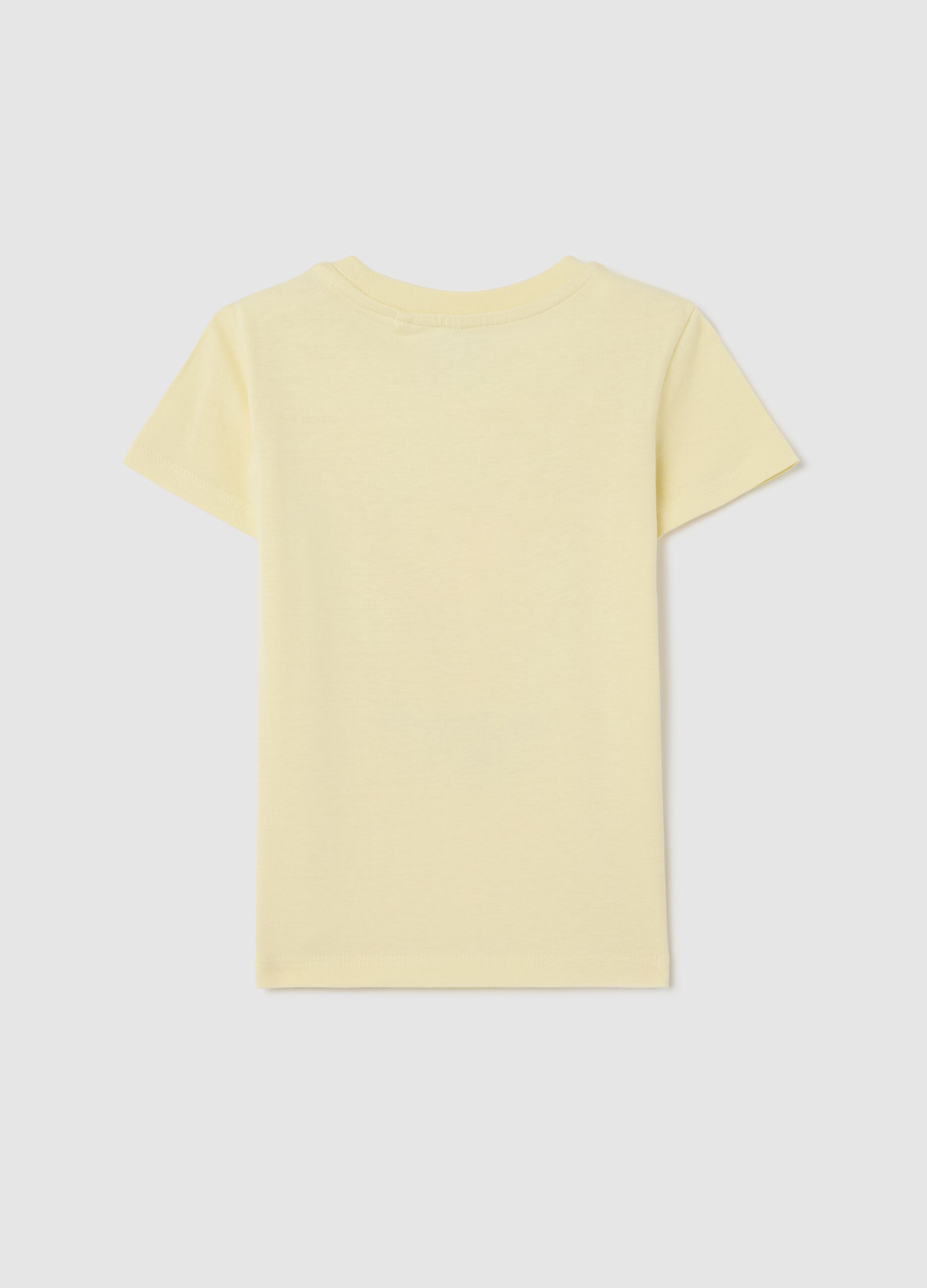 Yellow cotton T-shirt with unicorn print