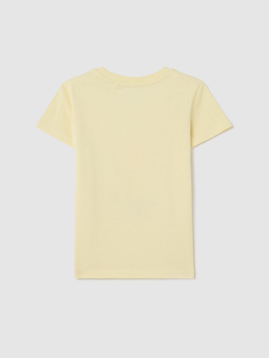 Yellow cotton T-shirt with unicorn print_1