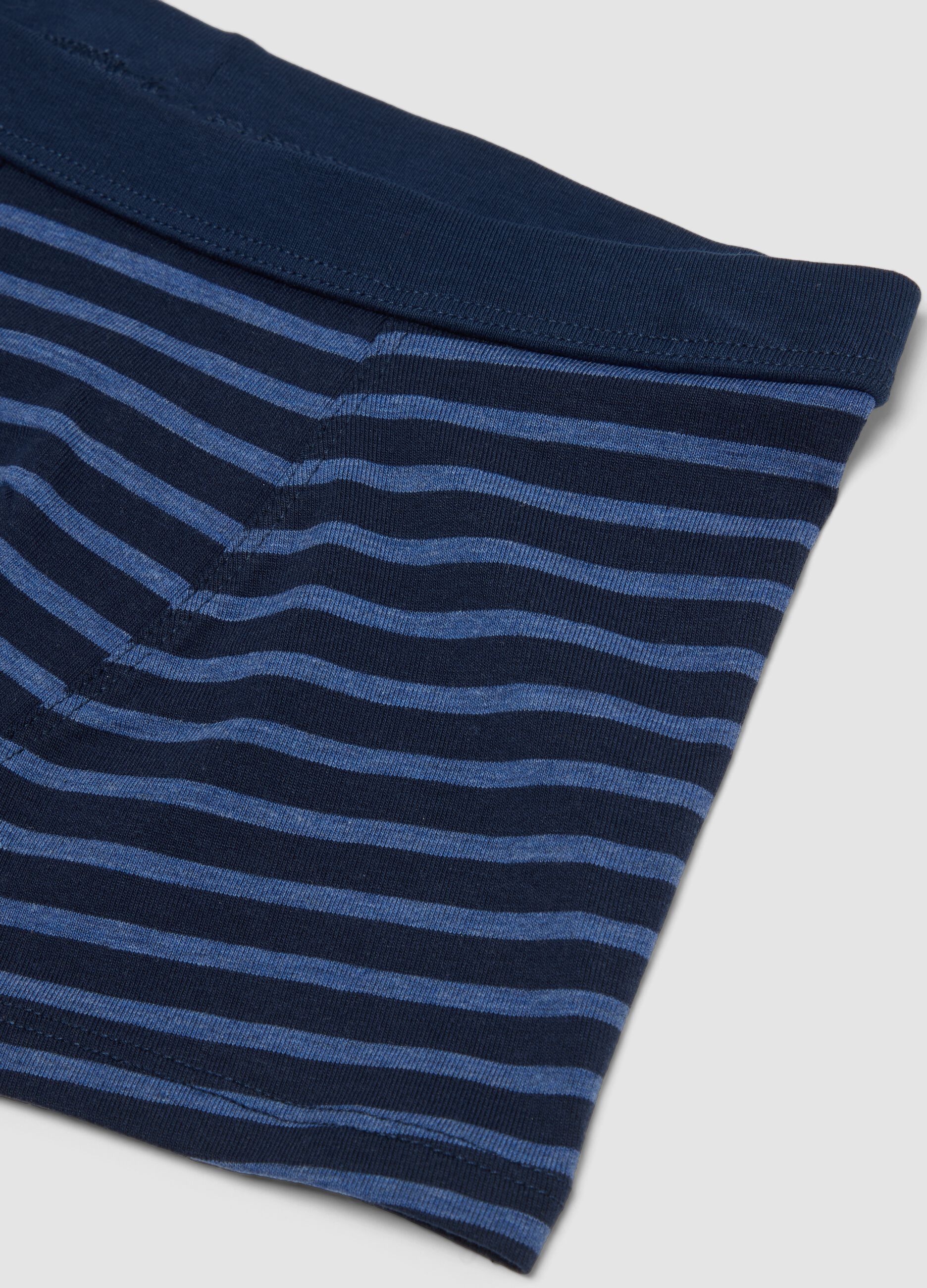 Blue striped organic stretch cotton midi boxer shorts for boys