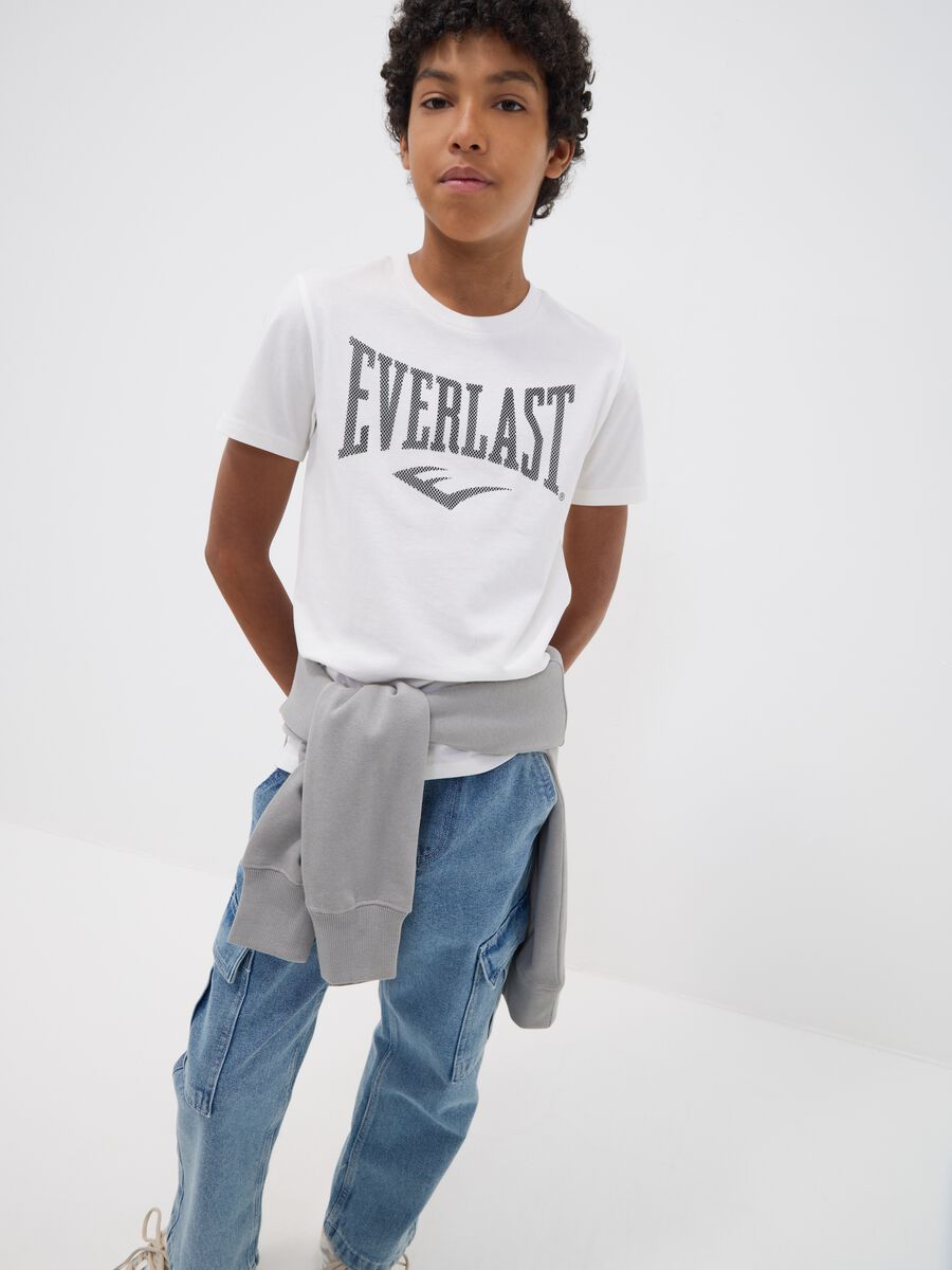 White pure cotton T-shirt with front print, regular fit for boys_0
