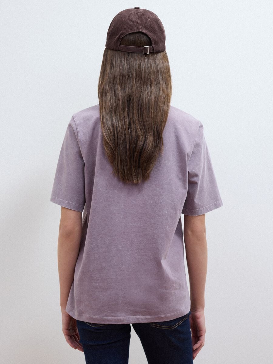 Purple pure cotton T-shirt with floral print, relaxed fit_3