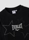 Black pure cotton T-shirt with applied stars, regular fit for girls_4