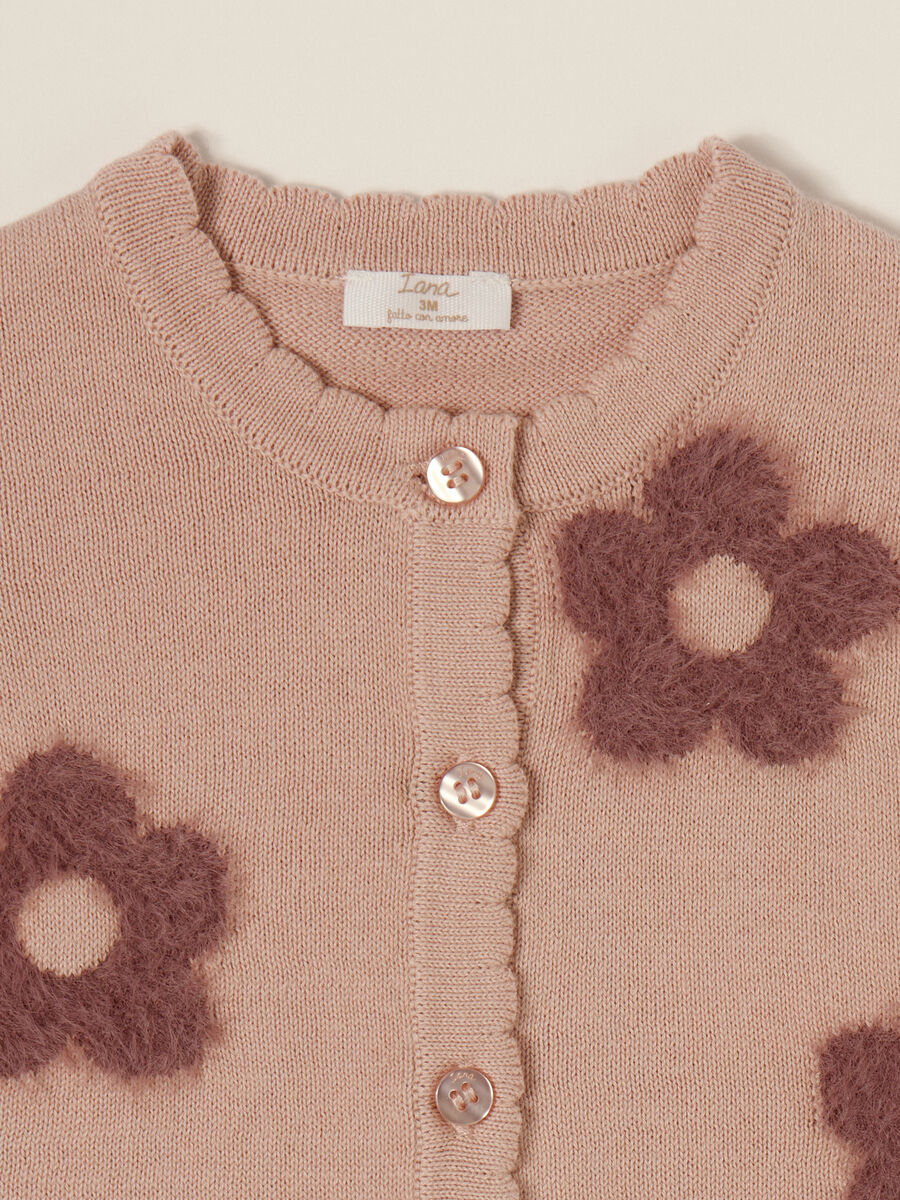 Pink cardigan with cotton flowers_2