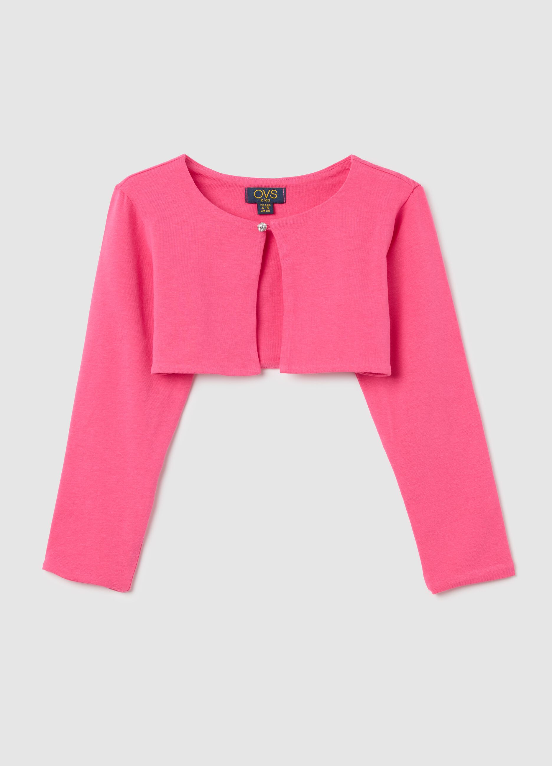 T-shirt da bambina in cotone elasticizzato rosa regular fit