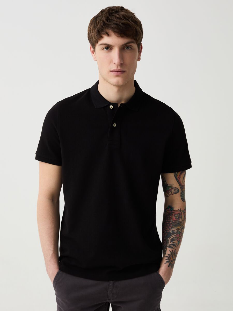 Organic cotton pique polo shirt_0