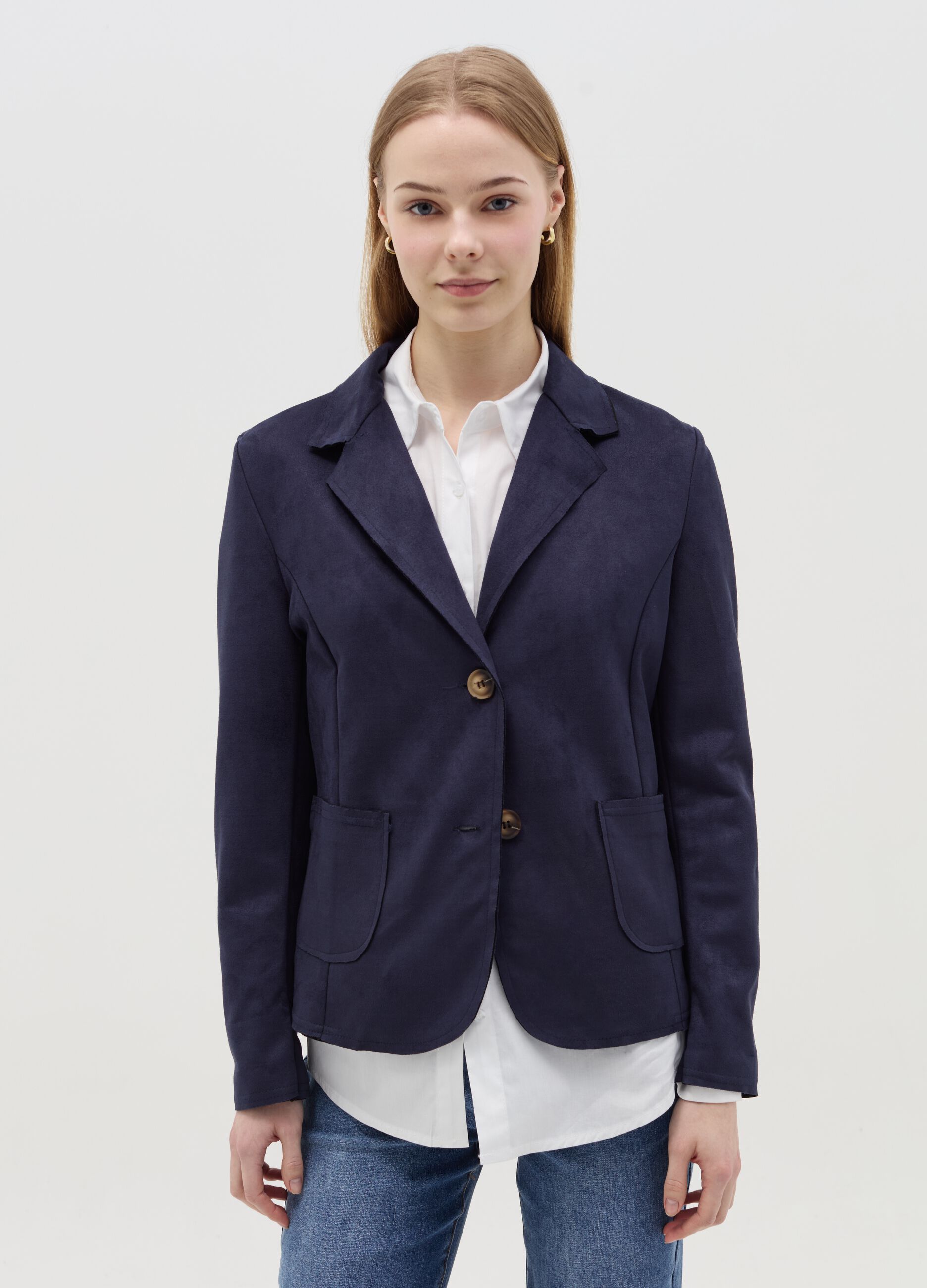 Single-breasted suede blazer