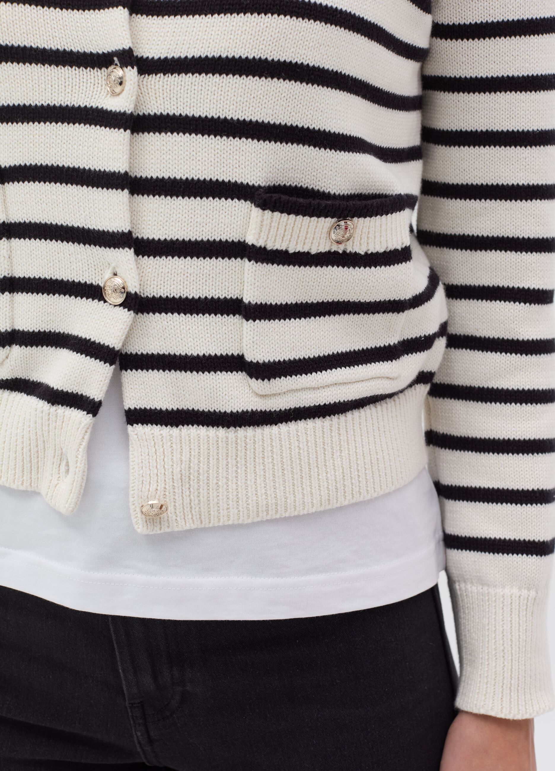 Striped cardigan with gold-coloured buttons