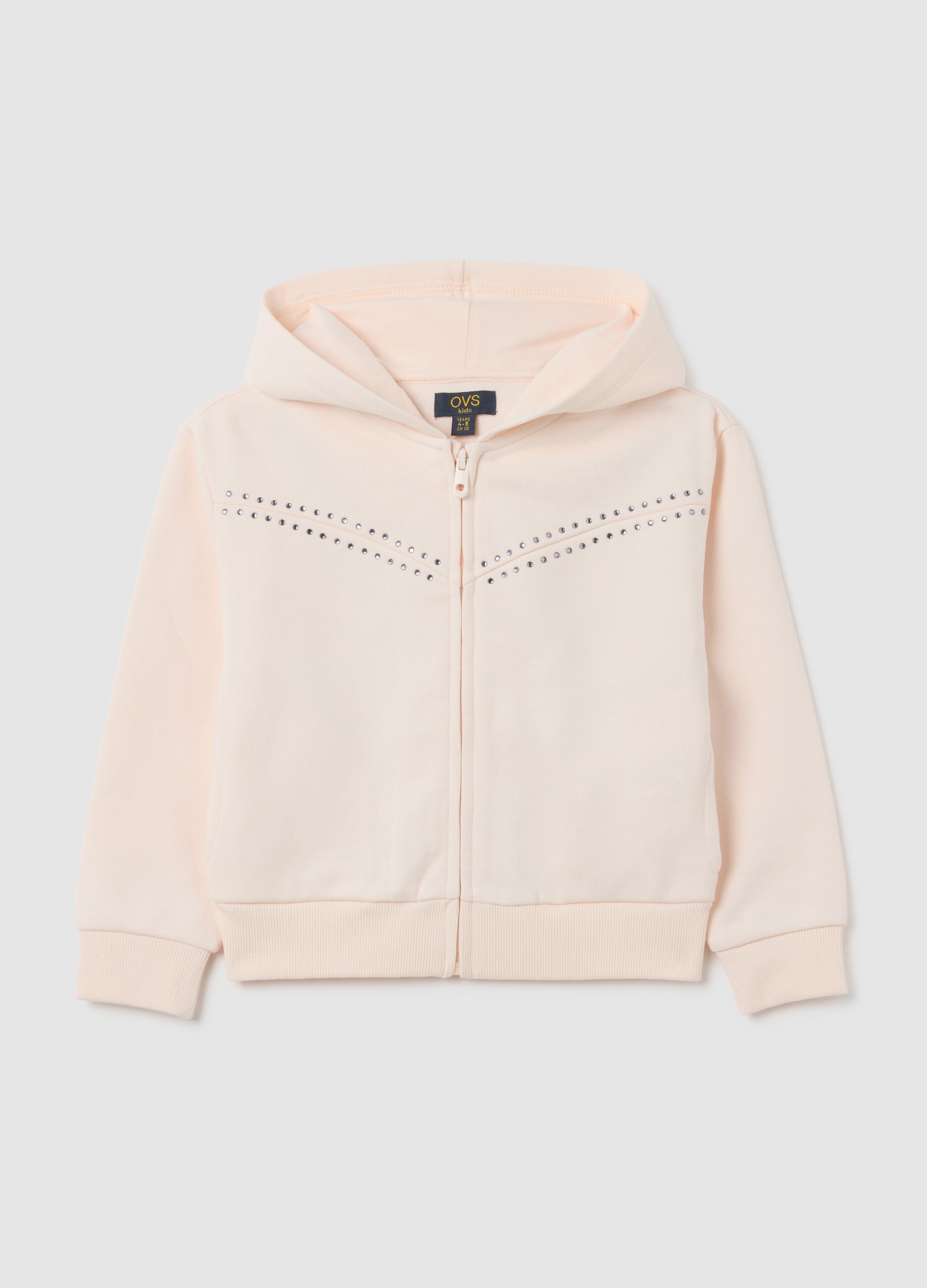 Girls' pink cotton hoodie regular fit with fringes