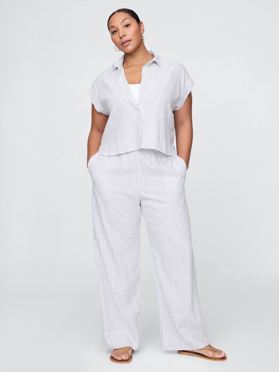 Striped linen and viscose palazzo trousers by Gap_4