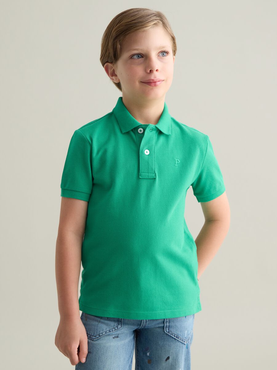 Short Sleeve Green Cotton Polo_0