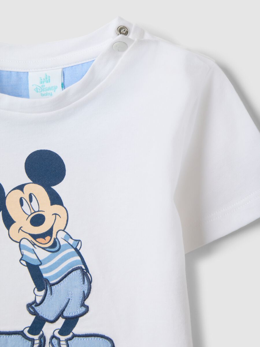 White pure cotton T-shirt for kids, regular fit with Mickey Mouse_2
