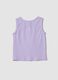 Regular fit purple stretch cotton tank top for girls with embroidery_1