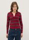 Multicolour Striped Regular Fit Sweater with Polo Collar_1