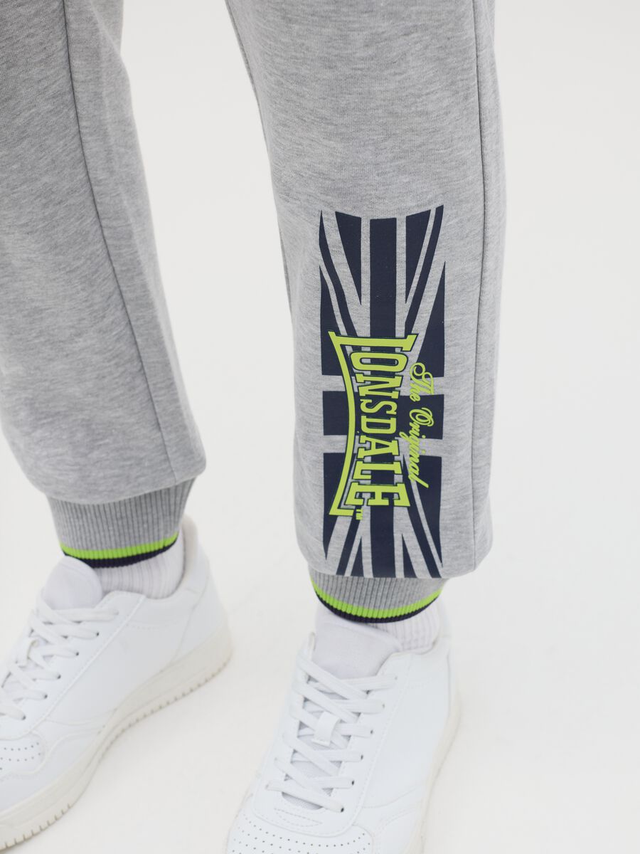 Light grey joggers in fleece with logo print_2