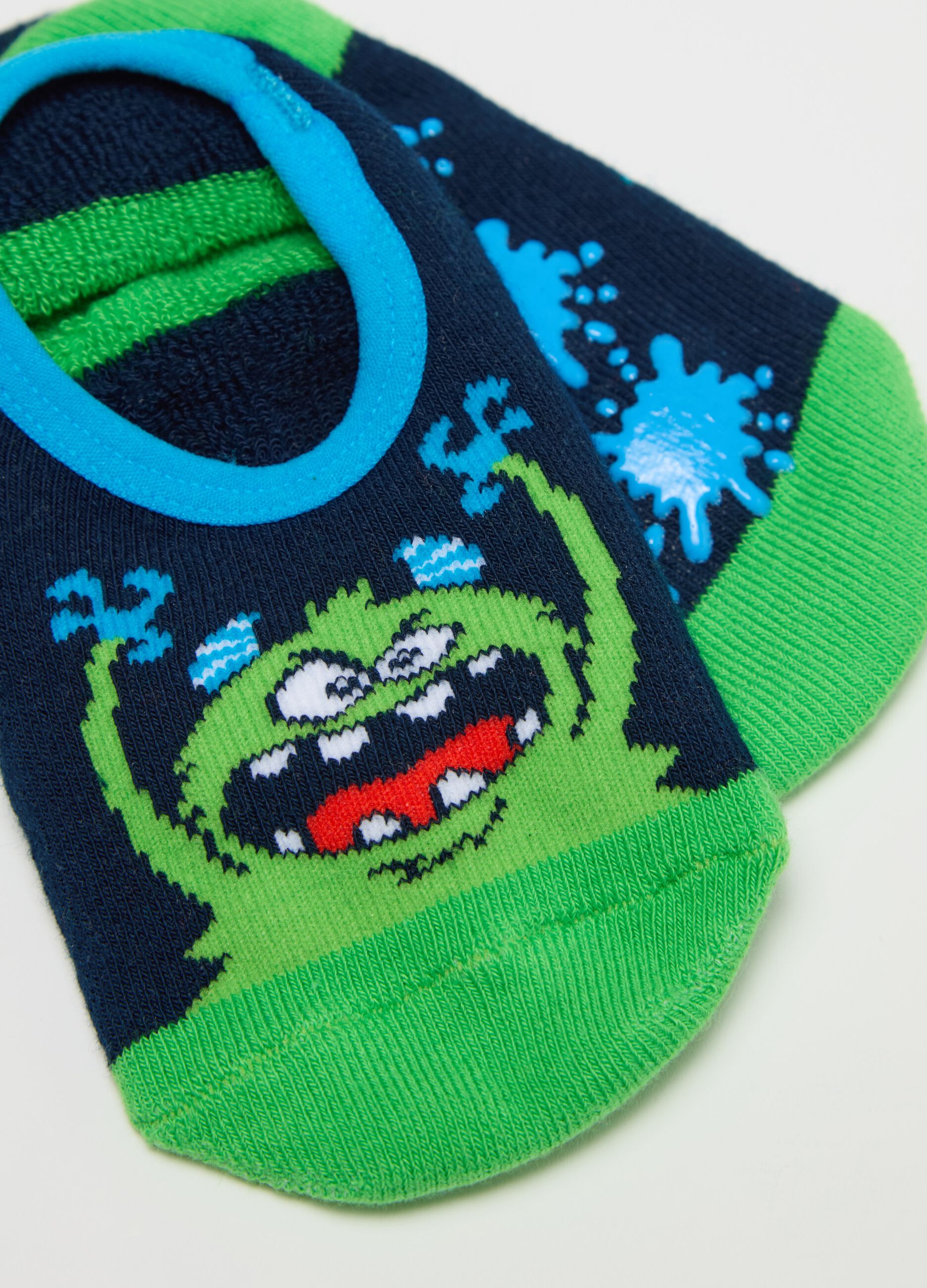 Slipper socks with monster design