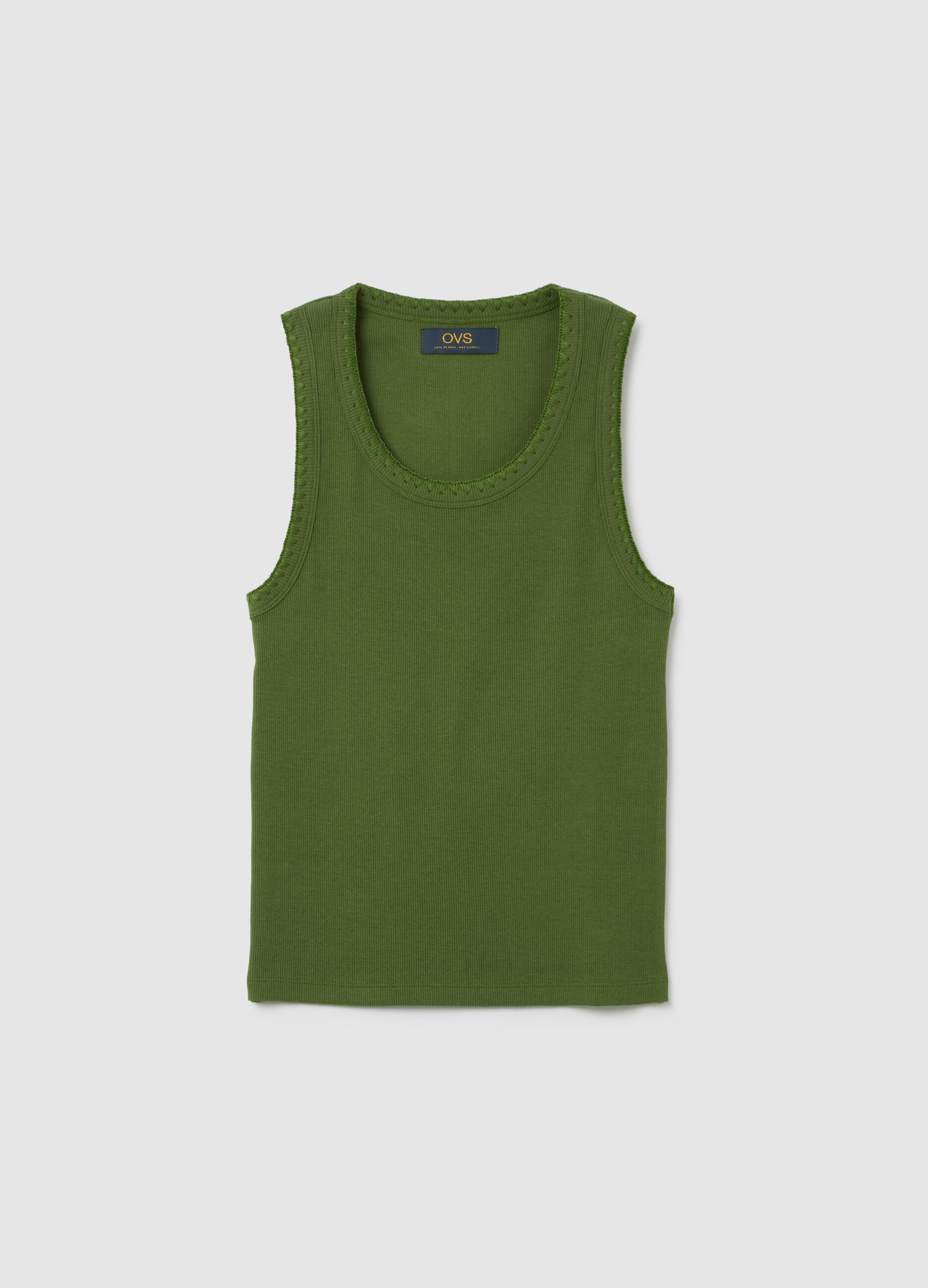 Women's green stretch cotton camisole