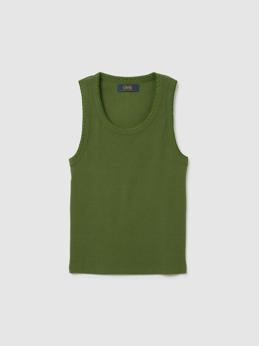 Women's green stretch cotton camisole_4
