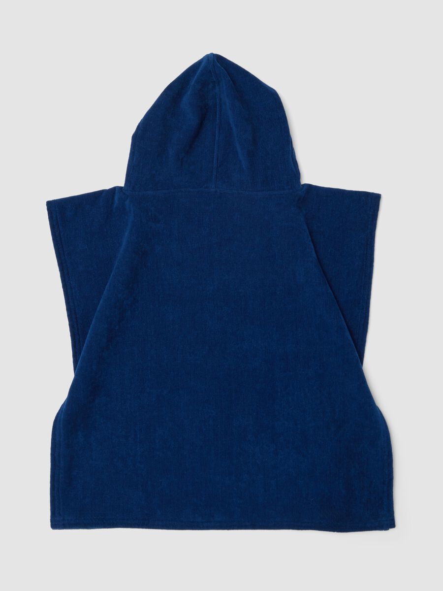 Blue organic cotton hooded poncho_1