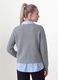 Cardigan grigio con colletto regular fit a coste effetto doppio strato_3