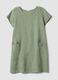 Green pure linen dress with patch pockets, regular fit_4