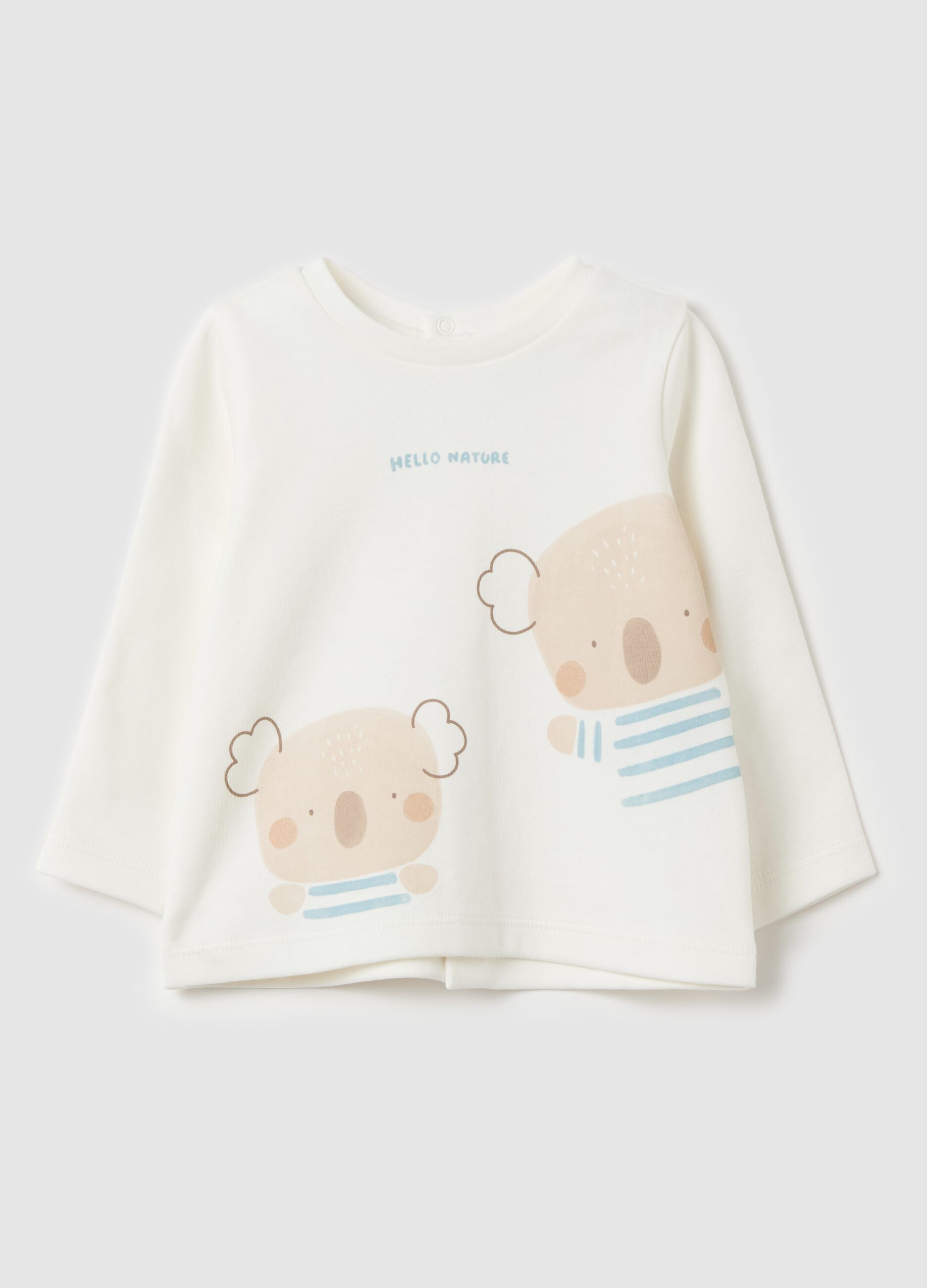 Cotton T-shirt with print and long sleeves