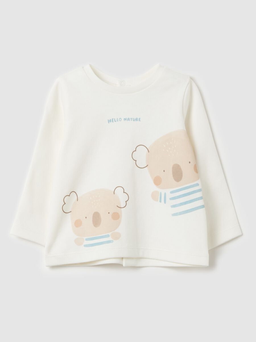 Cotton T-shirt with print and long sleeves_0